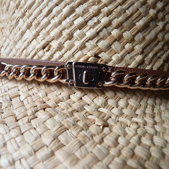 Henri Bendel wide brim fringe raffia straw hat OS - Picture 3 of 5